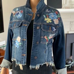 Jean Jacket, Cropped with embroidery on front.